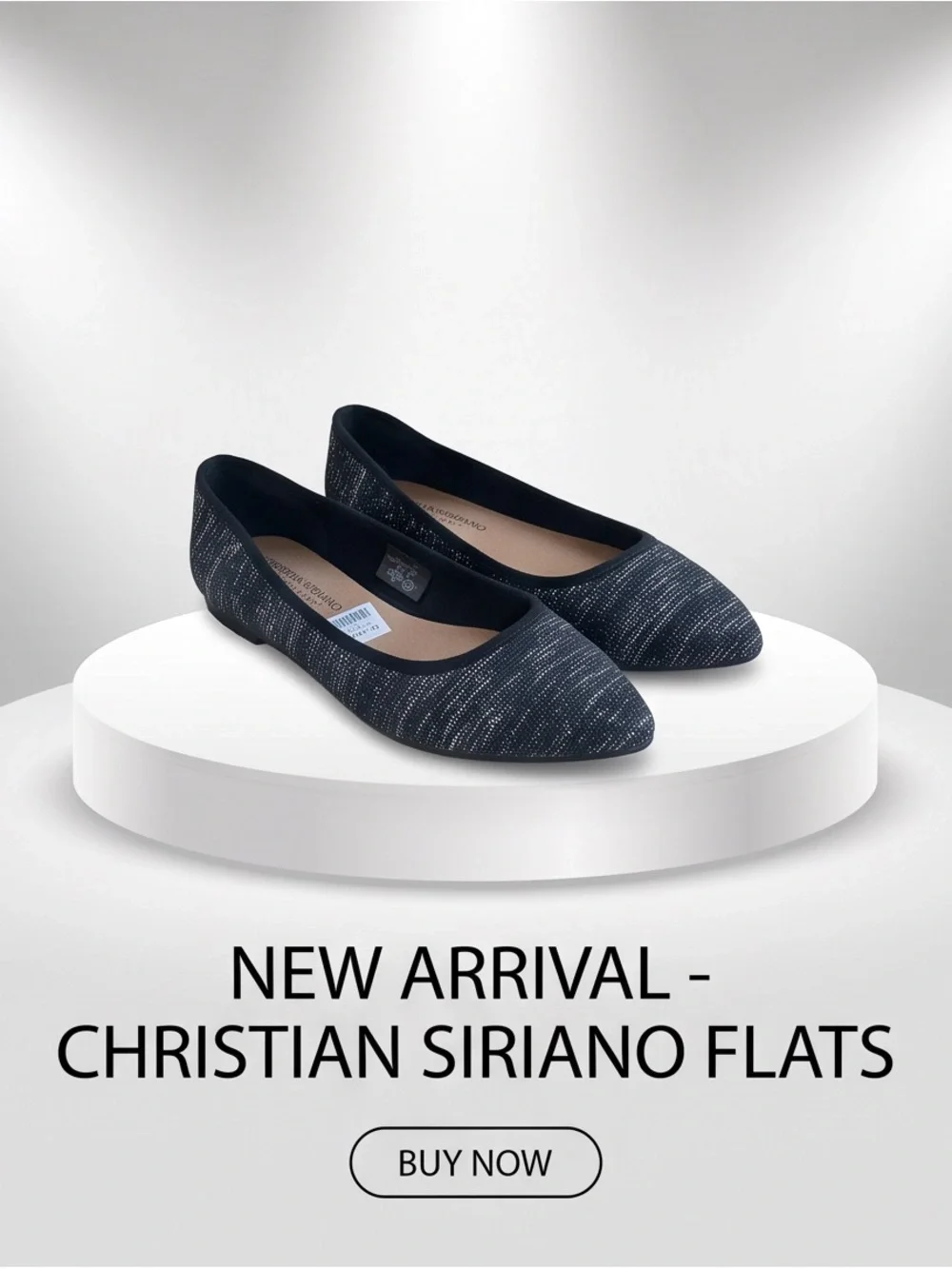 Christian Siriano Black & Silver Pointed-Toe Flats
